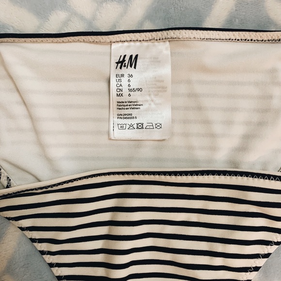 H&M Navy/Black Striped Bikini Set 34A - Picture 2 of 5